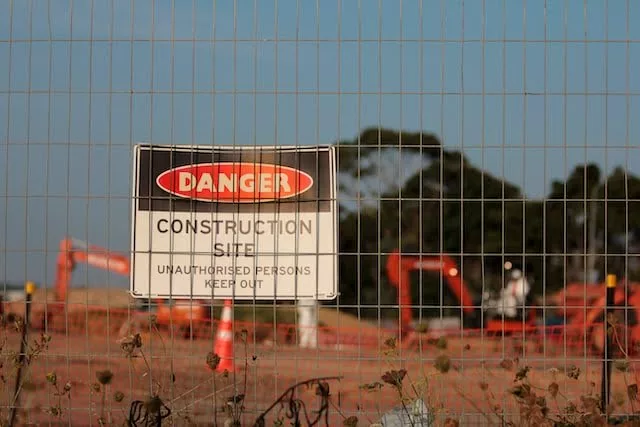 A Danger sign put on a construction site